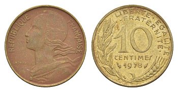 Франция 10 сантимов 1978 тип Morlon KM 929, Le Franc 144.18 алюминиевая бронза 4630-358