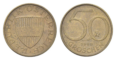 Австрия 50 грошей 1985 KM 2885 алюминиевая бронза 4705-517