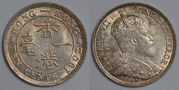 Гонконг 10 центов 1902 Эдуард VII (1901-1910) KM 13 серебро UNC 91-437