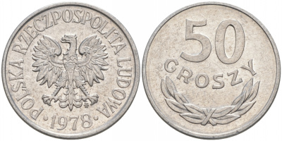 ПОЛЬША 50 ГРОШЕЙ 1978 MW KM 48.1 алюминий 68-352
