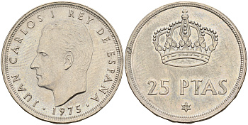 Испания 25 песет 1975 (79) Хуан Карлос I (1975-2014) KM 808 медно-никель    4144-222