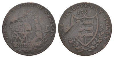 Великобритания, Кент, Дил 1/2 пенни 1794 токен Dalton & Hamer 11 медь 4642-445