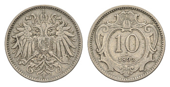 Австрия 10 геллеров 1893 Франц Иосиф I (1848-1916) KM 2802 никель 4639-1035