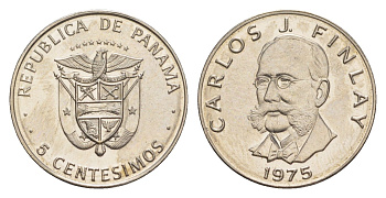 Панама 5 сентесимо 1975 KM 35 медь плакированная медно-никелем BU 4643-1251