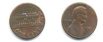 США 1 ЦЕНТ 1983 ЛИНКОЛЬН KM 201b цинк плакированный медью 86-136