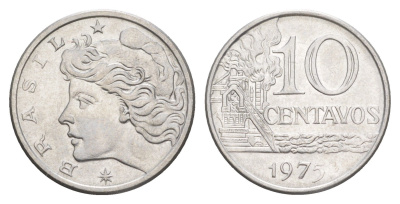 Бразилия 10 сентаво 1975 KM 578.1a нержавеющая сталь UNC 4644-436