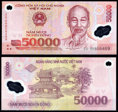 Вьетнам 50000 донгов 2009 Хо Ши Мин, Павильоны в Хюэ, Серия SO Pick 121 g  пластик    445-10-1-1