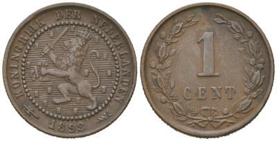 Нидерланды 1 цент 1898 Вильгельмина (1890-1948) KM 107 бронза 4154-564