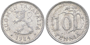 Финляндия 10 пенни 1984 KM 46a алюминий 4617-1138