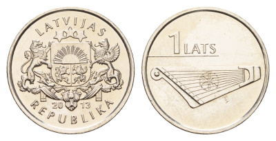 Латвия 1 лат 2013 Кокле KM 142 медно-никель UNC 4679-412