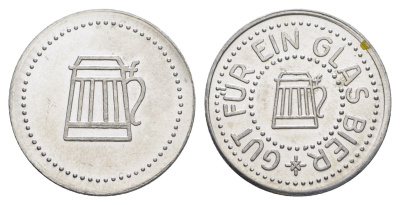 Германия жетон в 1 "стакан пива" ND диаметр 24 мм, вес 1,1 гр алюминий UNC 4548-121
