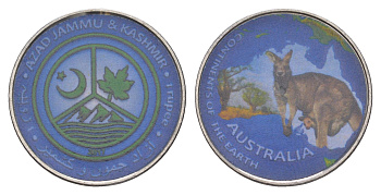 Королевство Кидаритов (Племена в Джамму и Кашмире) 1 рупия 2017 Серия «Континенты Земли» - Австралия никель сталь UNC 4646-1121