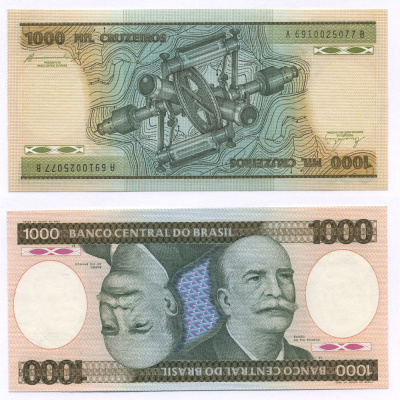 БРАЗИЛИЯ 1000 КРУЗЕЙРО 1984 ПОДПИСЬ 21, БАРАО ДО РИО БРАНКО Pick 201b бумага UNC (ПРЕСС) 7457-44-1