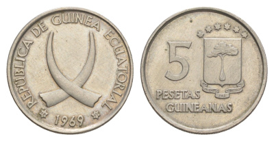 Экваториальная Гвинея 5 песет 1969 KM 2 медно-никель UNC 4617-115