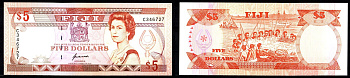 Фиджи 5 долларов ND (1992) Pick 93 бумага UNC (пресс) 451-1207-3