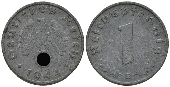 Германия 1 рейхспфенниг 1944 B KM 97, J. 369 цинк 4668-1145