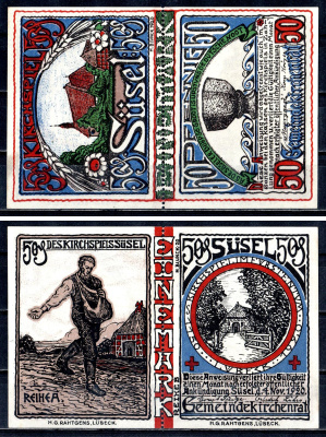 Зюзель (Ольденбург) 1 марка 1920 Mehl Grabowski 1301.1b бумага UNC (пресс) 7556-55-2-2