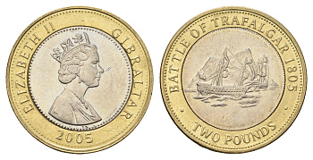 Гибралтар 2 фунта 2005 KM 1073 биметалл UNC 4666-352