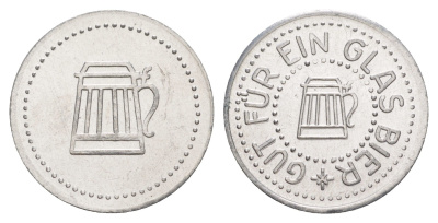 Германия жетон в 1 "стакан пива" ND диаметр 24 мм, вес 1,1 гр алюминий UNC 4638-817