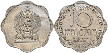 Шри-Ланка 10 центов 1978 KM 140a алюминий 4135-1234