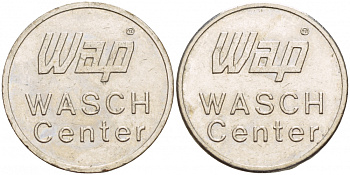 ГЕРМАНИЯ ЖЕТОН НА МОЙКУ АВТОМОБИЛЯ WAP, WASCH, CENTER белый металл 4544-845