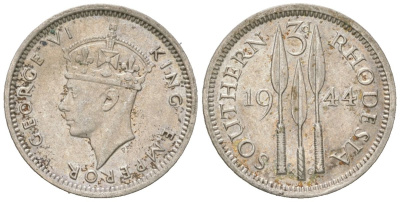 Южная Родезия 3 пенса 1944 Георг VI (1936-1952) KM 16a серебро UNC 4617-119