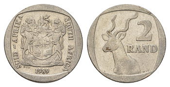 ЮАР 2 ранда 1989 KM 139 медь плакированная никелем 4626-956