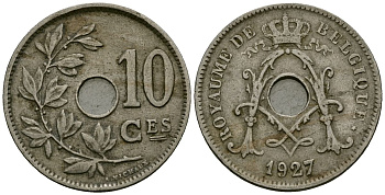Бельгия 10 сантимов 1927 Belgique KM 85 медно-никель 4172-1017