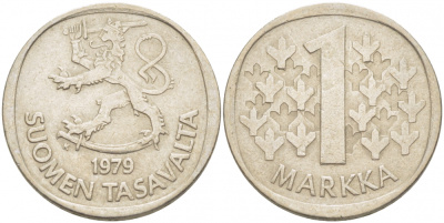 ФИНЛЯНДИЯ 1 МАРКА 1979 K KM 49а медно-никель UNC 3718-853