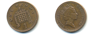 Великобритания 1 пенни 1988 Елизавета II (1952-2022) KM 935, Spink 4381 (B3) бронза 177-1127