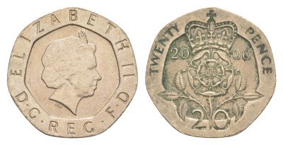 Великобритания 20 пенсов 2000 Елизавета II (1952-2022) KM 990, Spink 4630 (G3) медно-никель 4639-919