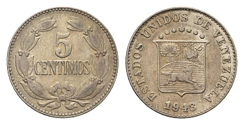 Венесуэла 5 сентимо 1948 Y 29a медно-никель 4668-1017