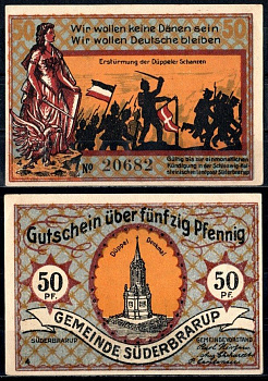 Зюдербраруп (Пруссия, Шлезвиг-Гольштейн) 50 пфеннигов 1921 Mehl Grabowski 1294.7c-4/8 бумага UNC (пресс) 7556-63-2-2