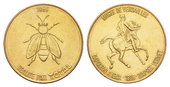 Франция жетон к 200-летию со дня рождения Наполеона-Бонапарта "Музей Версаля - Битва при Йене" 1969 компания Total, диаметр 25,8 мм, вес 5 гр железо плакированная латунью UNC 4637-525