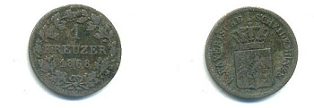 Бавария 1 крейцер 1868 Людвиг II (1864-1886) KM 487 серебро 62-2757