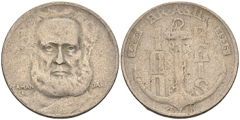 Бразилия 100 рейс 1936 Маркиз Тамандаре KM 536 медно-никель 4115-517