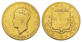 Ямайка 1 пенни 1942 KM 32 никель латунь 4628-452
