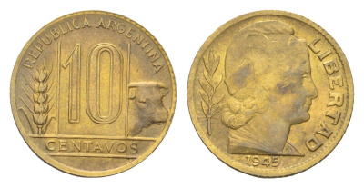 Аргентина 10 сентаво 1945 KM 41 алюминиевая бронза 4664-148