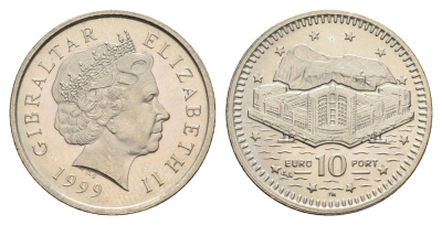 Гибралтар 10 пенсов 1999 KM 776 медно-никель UNC 4666-333