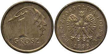 Польша 1 грош 1998 MW KM 276 латунь 4396-813