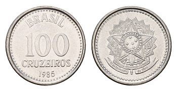 Бразилия 100 крузейро 1985 KM 595 нержавеющая сталь UNC 4627-122