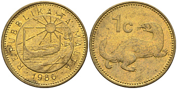 Мальта 1 цент 1986 ласка, горностай KM 78 никель латунь 4585-1137