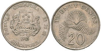 Сингапур 20 центов 1985 KM 52 медно-никель 4618-825