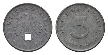 Германия 5 рейхспфеннигов 1942 G KM 100 J. 370 цинк 4567-524