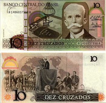 БРАЗИЛИЯ 10 КРУЗАДО 1987 СЕРИЯ 1406, ПОДПИСЬ 25 Pick 209b бумага UNC (ПРЕСС) 7547-42-1-1