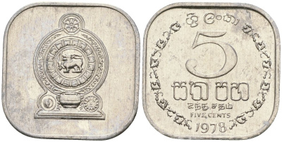 Шри-Ланка 5 центов 1978 KM 139a алюминий 4136-561