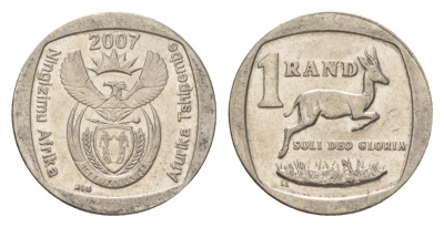 ЮАР 1 ранд 2007 KM 344 медь плакированная никелем 4627-466
