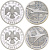 Россия набор из 2 монет по 1 рублю 2013 история русской авиации, АНТ-25, ТУ-160,  цветная эмаль, СПМД, 5000 экз. KM 1428, 1429 серебро PROOF 1087-8-23
