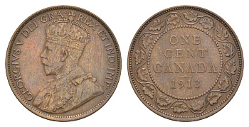 Канада 1 цент 1913 Георг V (1910-1936) KM 21 бронза 4637-146