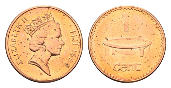 Фиджи 1 цент 1990 KM 49a цинк плакированный медью UNC 4668-559